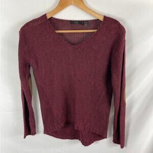 RDI Maroon Loose Knit Sweater with Shoulder Pad Size XS